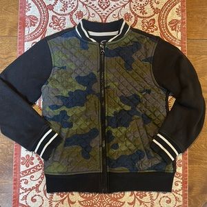 Wonder Nation Camo baseball jacket black/ camo/ white details size xs(4-5)